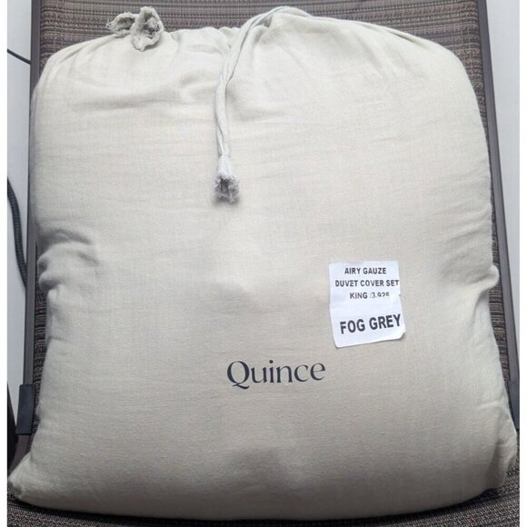 Quince 100% Organic Cotton Airy Gauze Duvet Cover 3PC Set Fog Grey King/Cal-NEW- - Picture 1 of 7